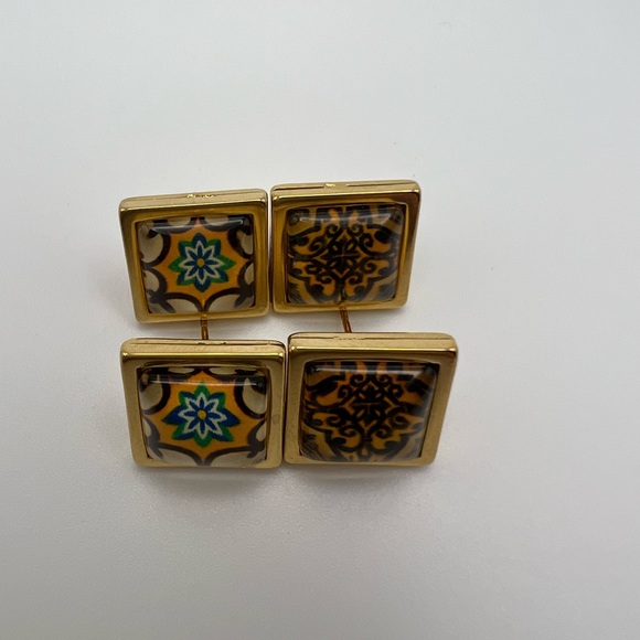 Elegant Boho Chic Stud Earring Set - Gold Square Trendy Stud Earrings - Picture 2 of 15